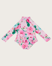 Baby Floral Skirted Swimsuit, Pink (PALE PINK), large