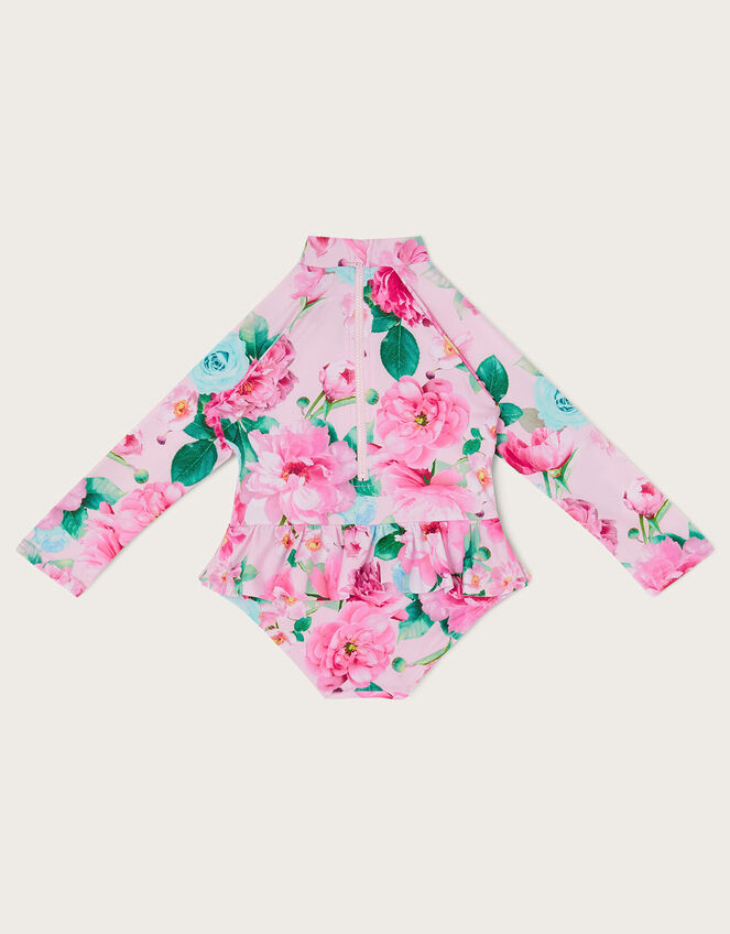 Baby Floral Skirted Swimsuit, Pink (PALE PINK), large