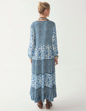 Maison Hotel Contrast Print Dress, Blue (BLUE), large
