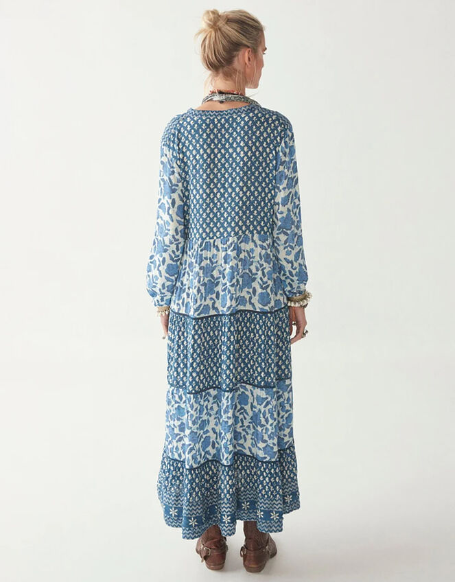 Maison Hotel Contrast Print Dress, Blue (BLUE), large