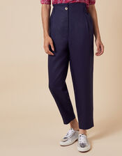 Tapered Cropped Trousers in LENZING™ TENCEL™, Blue (NAVY), large
