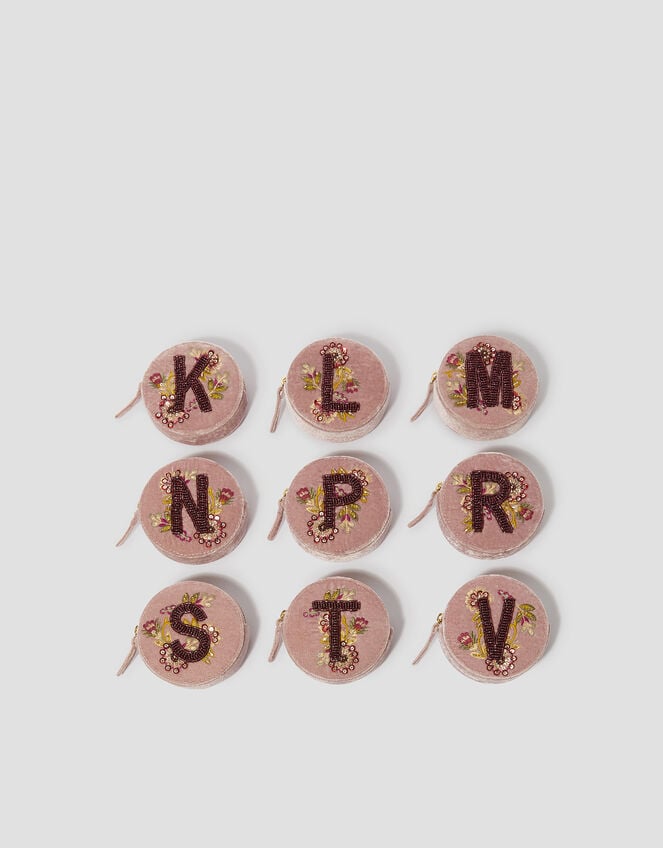 Initial Embellished Coin Purse, Pink (PINK), large