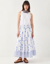 East Amber Hand-Screen Printed Midi Skirt, Ivory (IVORY), large