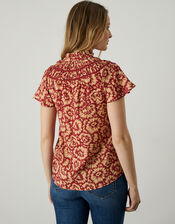 Ikat Floral Print Top, Red (RED), large