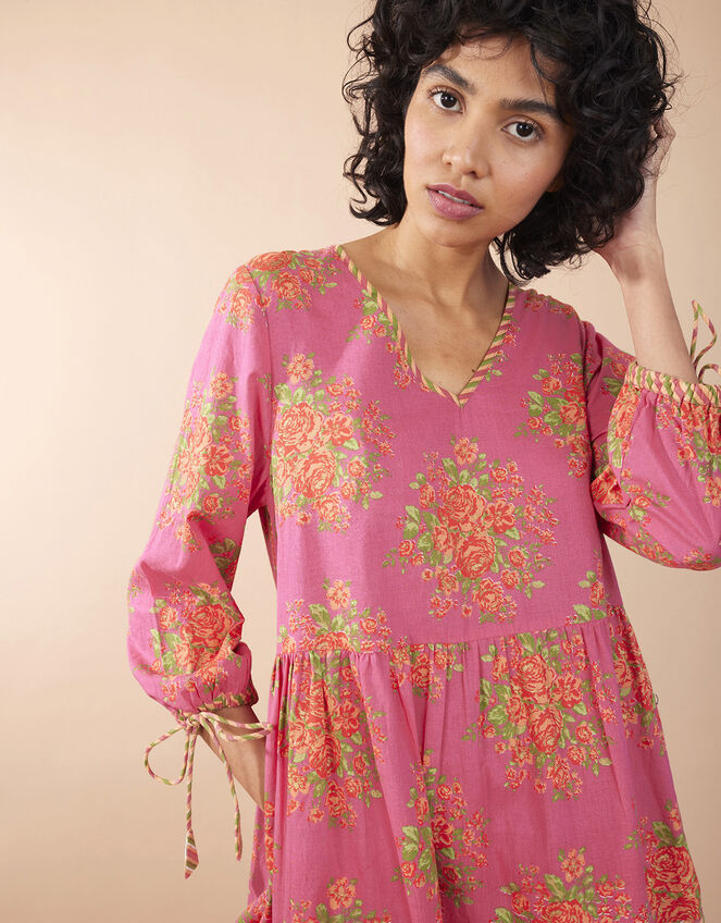 East Rosalie Floral Print Tiered Dress, Pink (PINK), large