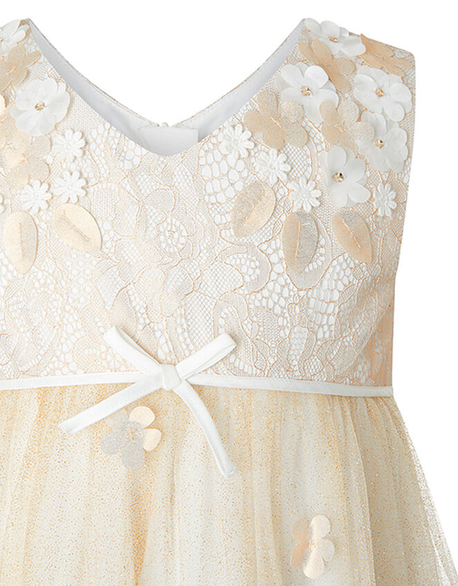 Lily Floral Maxi Dress with Glitter Skirt, Gold (GOLD), large