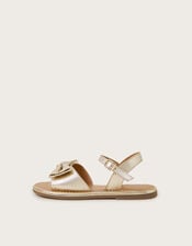 Leather Bow Sandals, Gold (GOLD), large