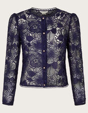 Abelia Lace Jacket, Blue (NAVY), large