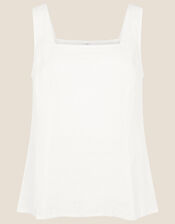 Square Neck Cami Top, White (WHITE), large