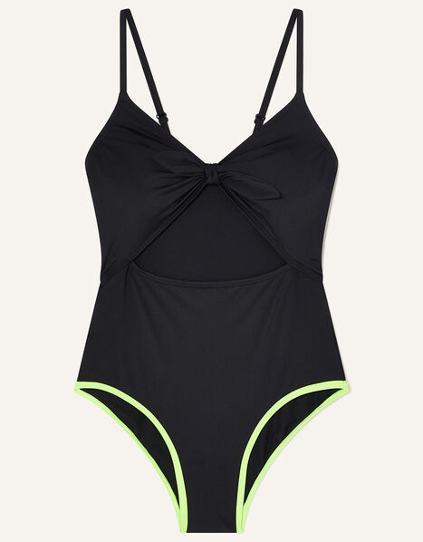 Neon Stitch Cut Out Swimsuit with Recycled Polyester Black, Black (BLACK), large