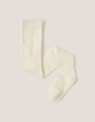 Baby Frosted Cotton Tights, Ivory (IVORY), large