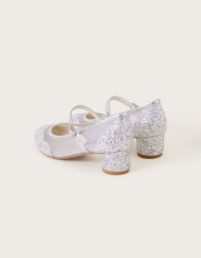 Annabelle Mesh Scallop Glitter Princess Shoes, Silver (SILVER), large