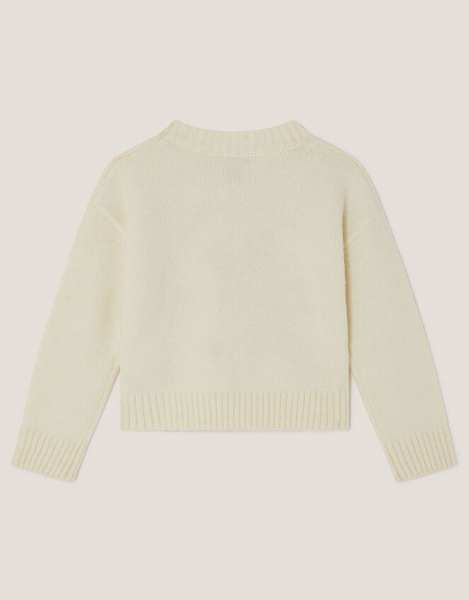 Floral Embroidered Sweater, Ivory (IVORY), large