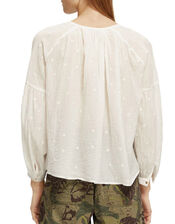 Scotch and Soda Button Neckline Dobby Blouse, White (WHITE), large