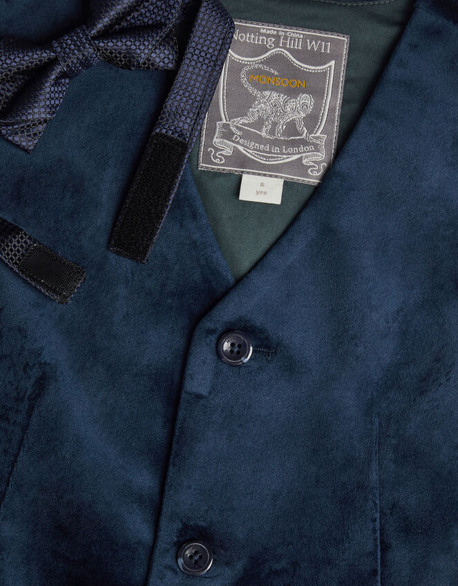 Velvet Waistcoat and Bow Tie, Blue (NAVY), large