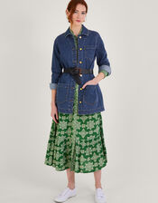 Mindy Longline Denim Jacket with Sustainable Cotton, Blue (DENIM BLUE), large