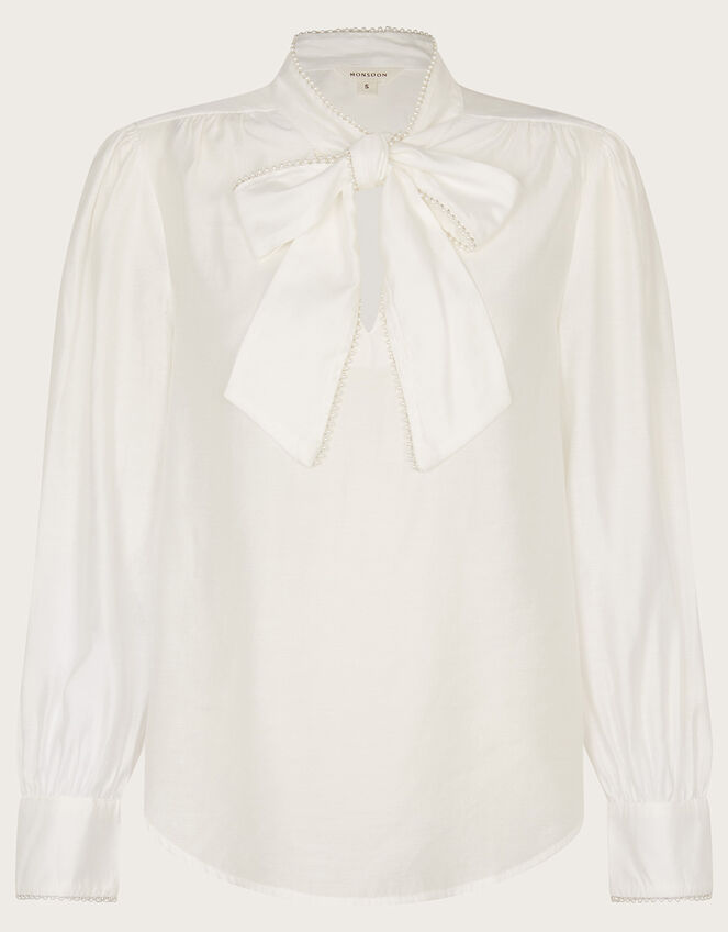 Polly Pussybow Blouse , Ivory (IVORY), large