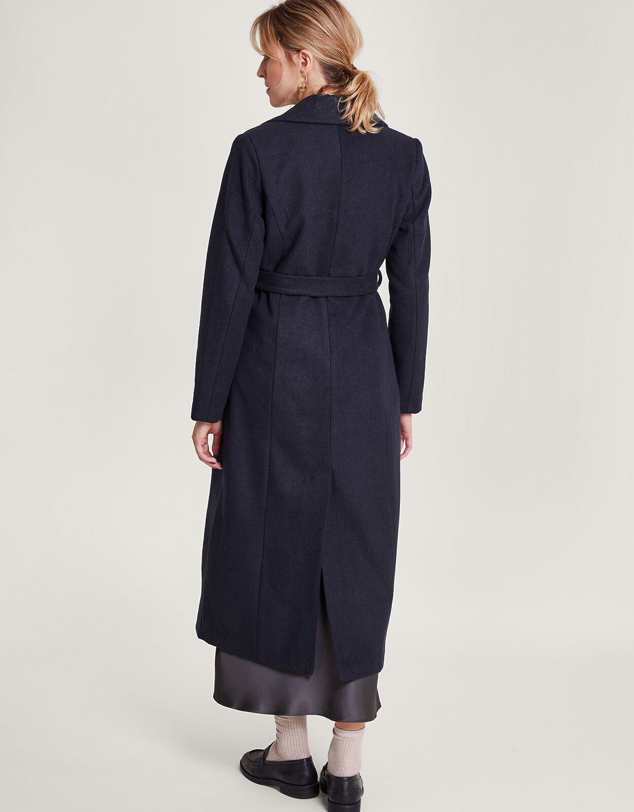 Lola Belted Wool Trench Coat Blue