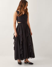 Clemmie Cut-Out Ruffle Prom Dress, Black (BLACK), large