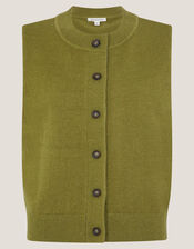 Brooke Button Knitted Vest, Green (GREEN), large