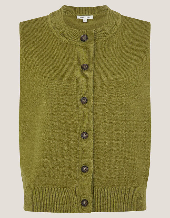 Brooke Button Knitted Vest, Green (GREEN), large