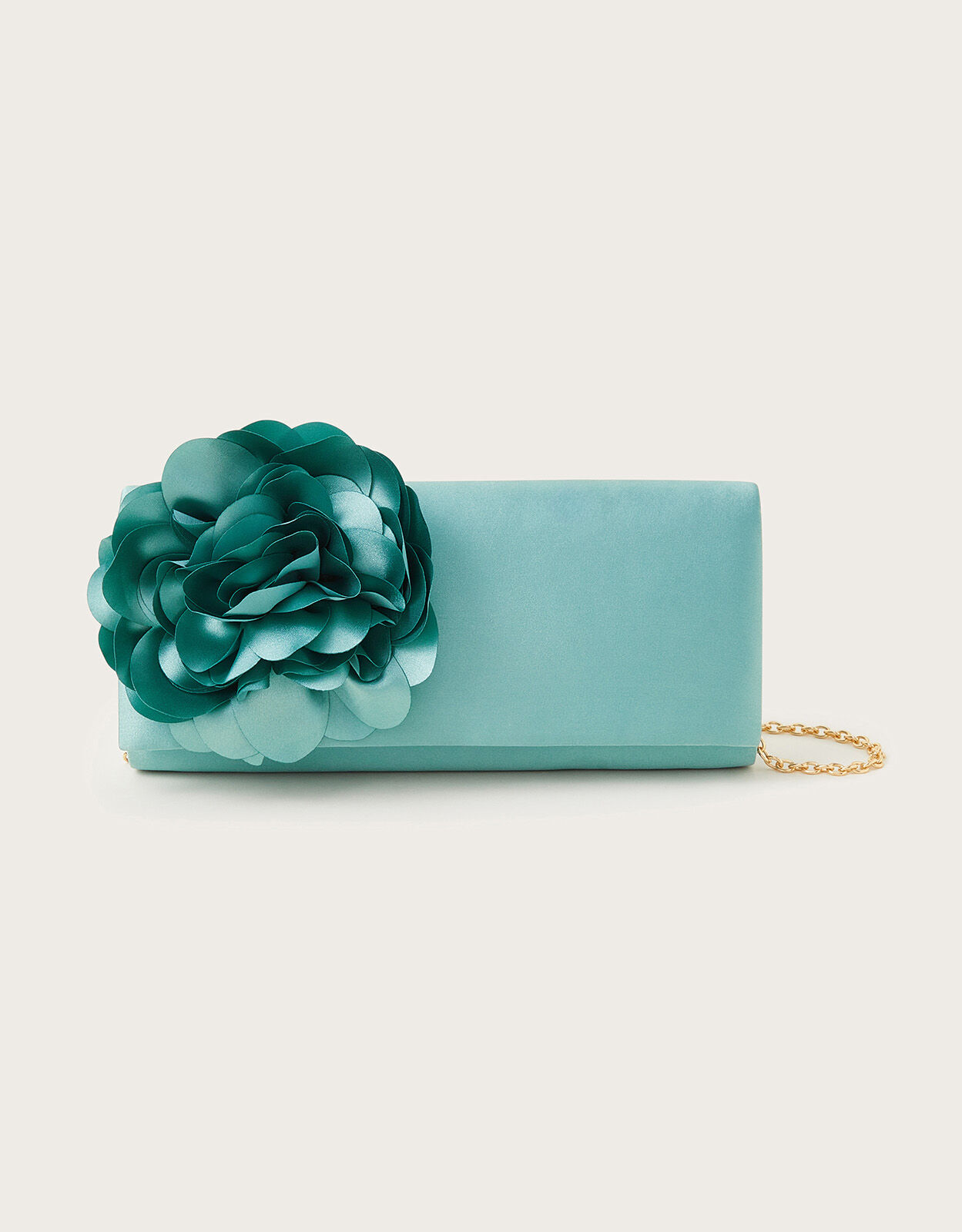 Teal satin deals clutch bag