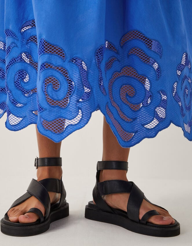 Grace Cutwork Midi Skirt , Blue (COBALT), large