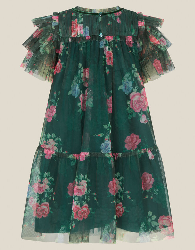 Thalia Rose Print Tulle Party Dress, Green (GREEN), large
