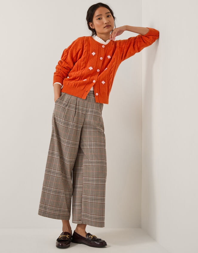 Carmen Check Wide Leg Trousers, Natural (NATURAL), large