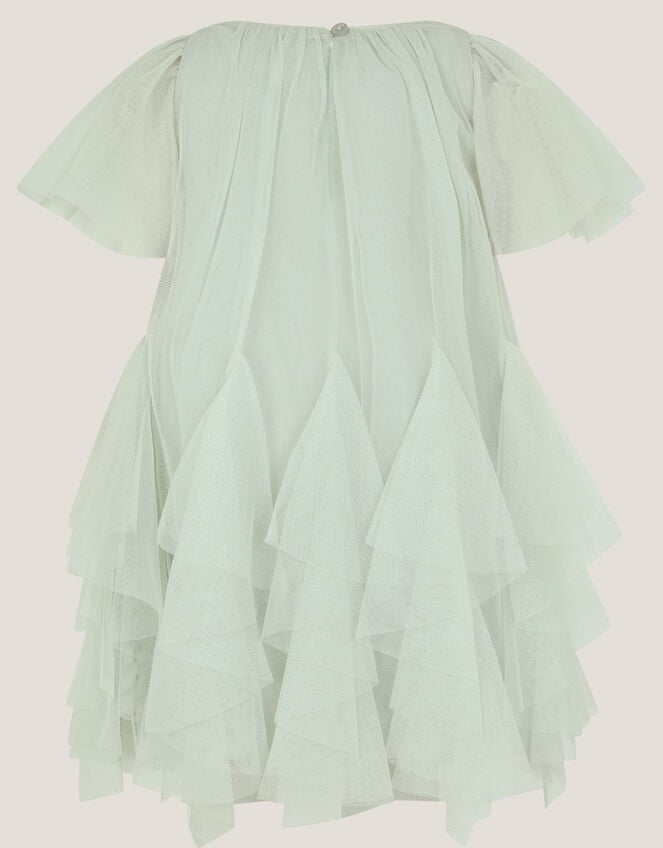 Baby Nessa Sparkle Collar Waterfall Dress, Green (SAGE), large