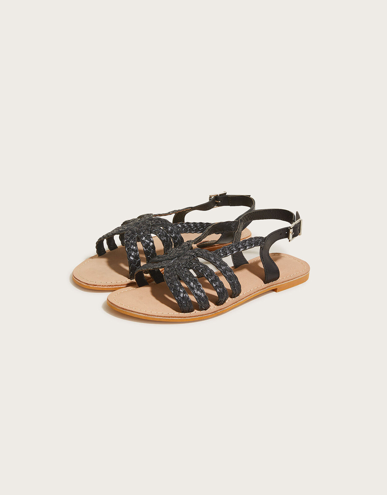 Plaited Leather Sandals Black Women s Shoes Monsoon Global