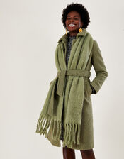 Brushed Blanket Scarf in Recycled Polyester, Green (GREEN), large