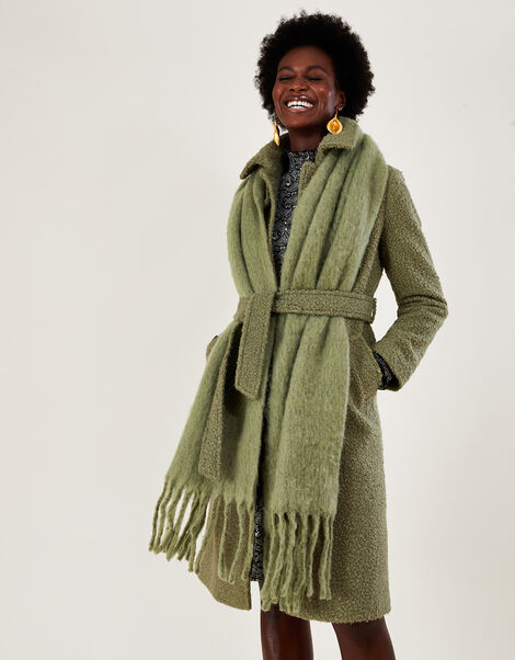 Brushed Blanket Scarf in Recycled Polyester Green, Green (GREEN), large