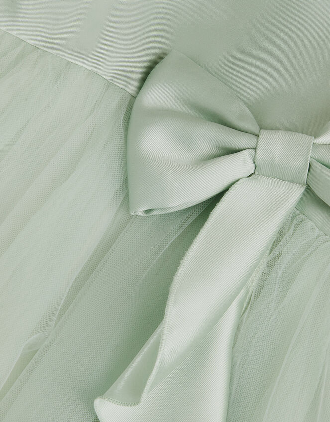 Baby Winnie Satin Bow Tulle Dress, Green (SAGE), large