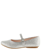 Glitter Ballerina Flats, Silver (SILVER), large