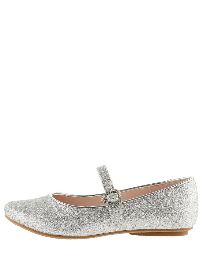 Glitter Ballerina Flats, Silver (SILVER), large