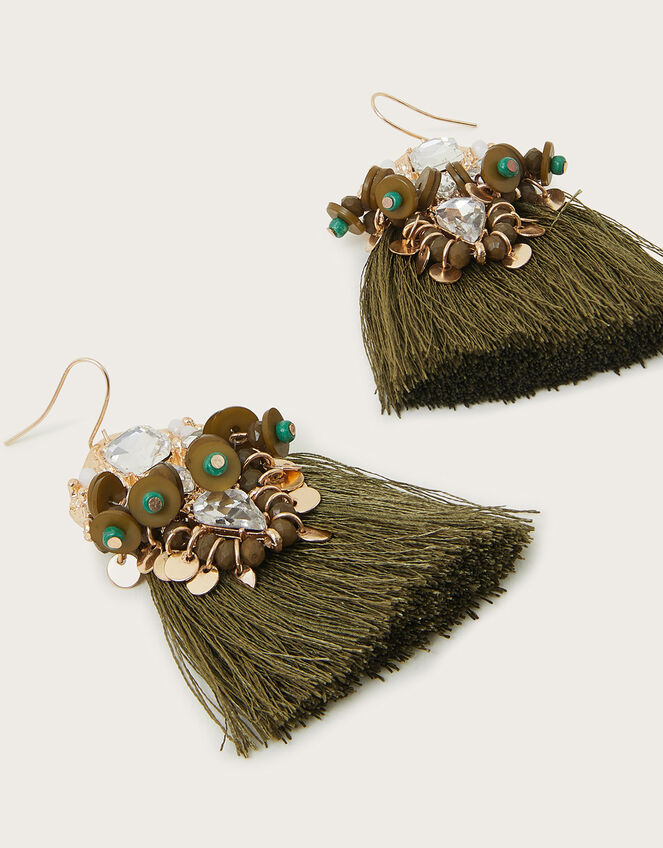 Beaded Fringe Earrings, , large