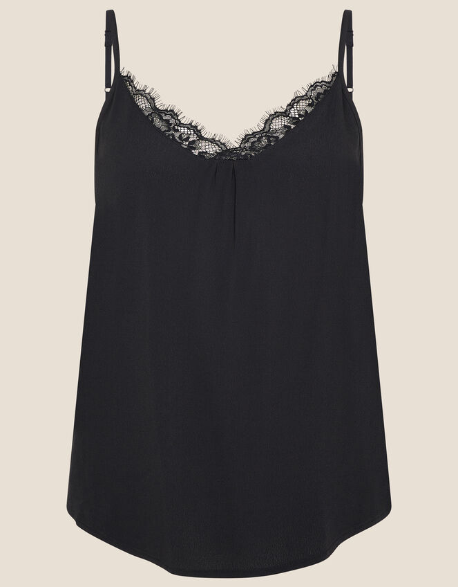 Lace Trim Cami with LENZING™ ECOVERO™, Black (BLACK), large