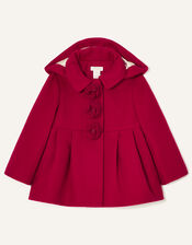 Baby Corsage Hooded Swing Coat, Red (RED), large