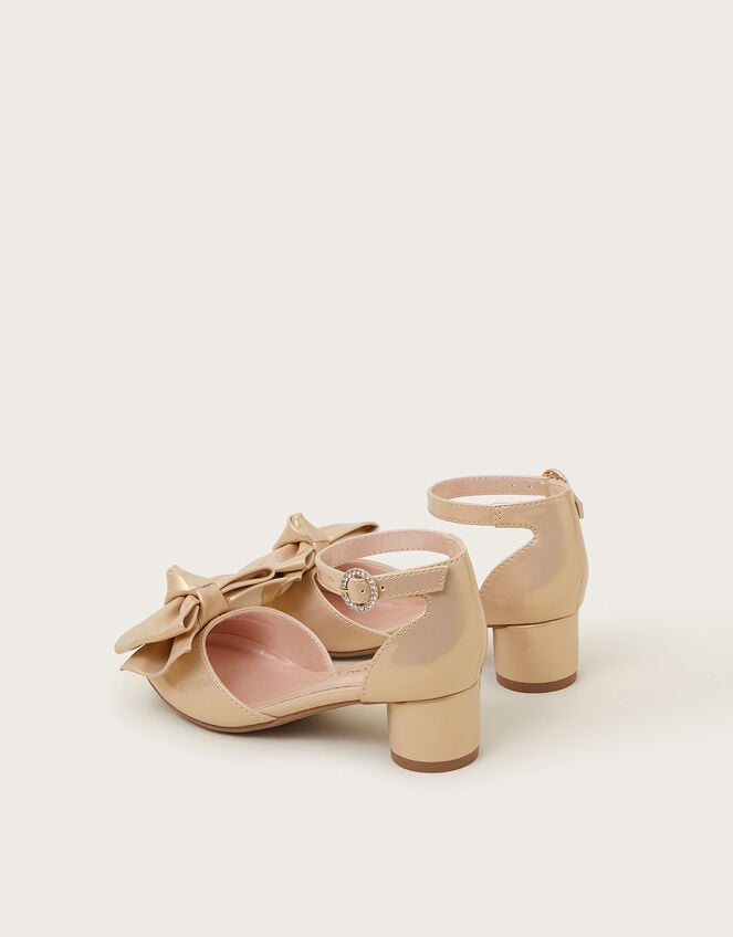 Patent Bow Two-Part Heels, Gold (GOLD), large