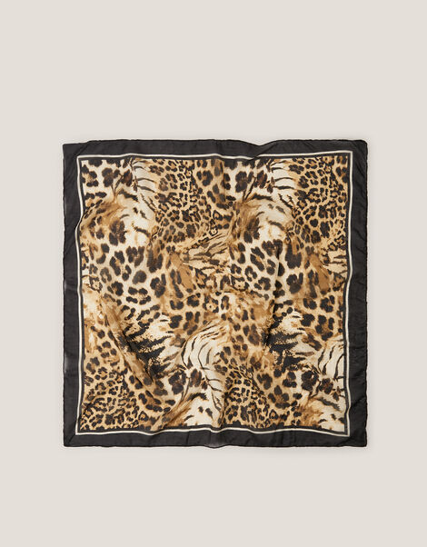 Kathie Silk Leopard Print Scarf, , large
