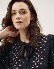 Reese Polka Dot Print Midi Dress, Blue (NAVY), large