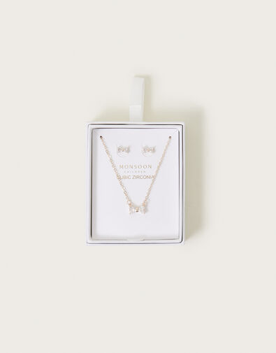 Cubic Zirconia Bow Jewellery Set, , large