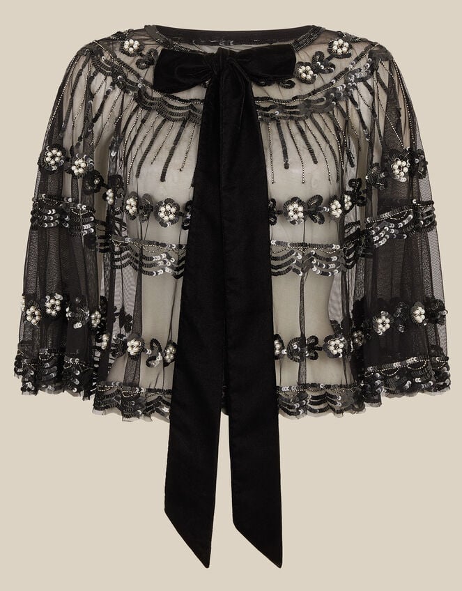 Monsoon x Queens of Archive Jerry Short Sequin Embellished Cape​, , large