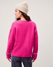 Oona V-Neck Oversized Cardigan , Pink (DARK PINK), large