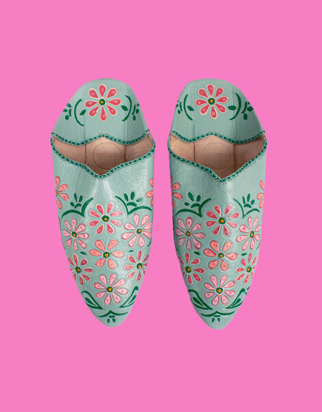 Bohemia Design Artisan Leather Slippers, Green (SAGE), large