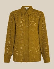 Chrissy Textured Fringe Shirt, Green (CHARTREUSE), large