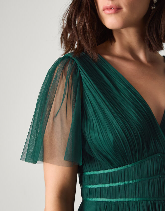 Emily Short Sleeve Tulle Bridesmaid Dress, Green (DARK GREEN), large