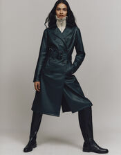 Phoebe PU Trench Coat, Teal (TEAL), large