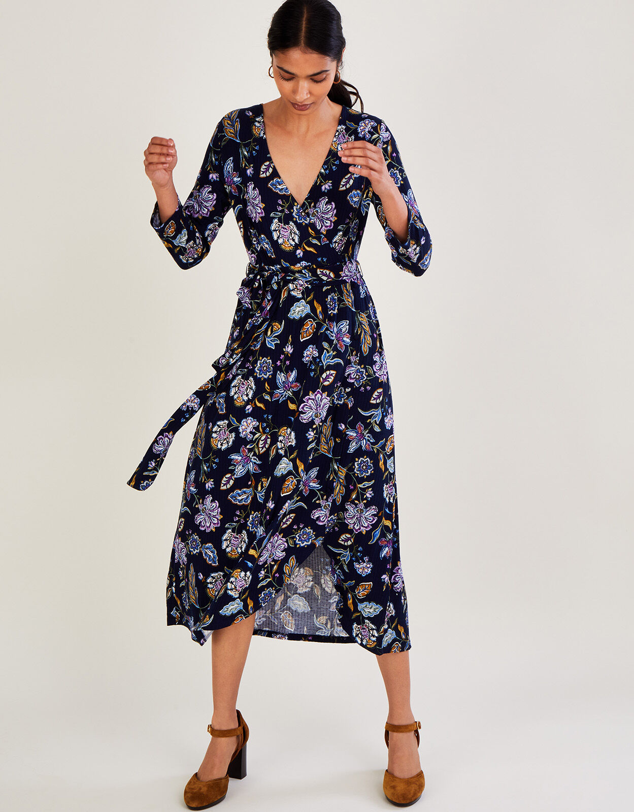 Navy jersey sale wrap dress